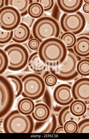 Immagine verticale di un motivo circolare geometrico senza cuciture nel cioccolato gradiente marrone Foto Stock