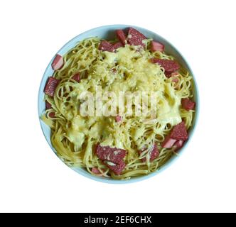 Salsiccia e Noodle Casserole gustoso pasto a una pentola Foto Stock