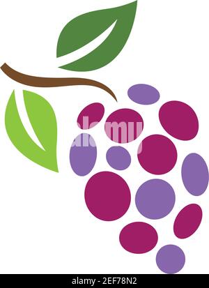 Grappolo di uva da vino con icona di foglia per le applicazioni alimentari e siti web Illustrazione Vettoriale