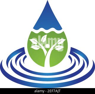 Disegno dell'illustrazione vettoriale del modello del logo della goccia d'acqua Illustrazione Vettoriale