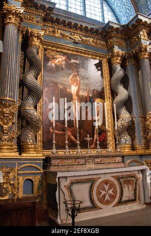 La Cappella della Langue d'Auverge nella co-Cattedrale di San Giovanni, la Valletta, Malta Foto Stock