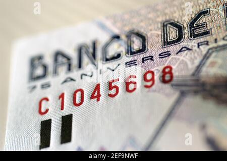 Nota bancaria messicana, primo piano Foto Stock