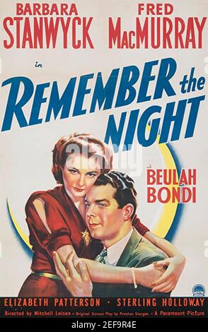 Ricordate la notte 1940 Paramount Pictures film con Barbara Stanwyck e Fred MacMurray Foto Stock