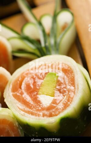 Close-up di sushi rotoli Foto Stock