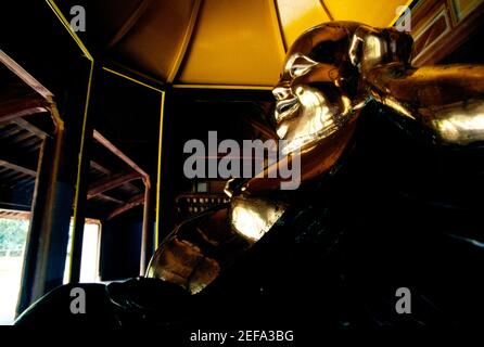 Buddha d'oro, Thien Mu Pagoda, Hue, Vietnam Foto Stock