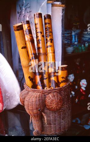 Bambù flauti Hanoi, Vietnam Foto Stock