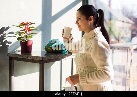 Sentirsi soddisfatto dopo aver fatto shopping con successo a generi alimentari Foto Stock