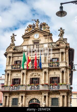 L'edificio del municipio a Pamplona, Spagna Foto Stock