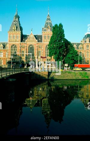 Facciata di un museo, Rijksmuseum Amsterdam, Paesi Bassi Foto Stock