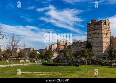 Vista della Fortezza di Yedikule a Istanbul, Turchia Foto Stock