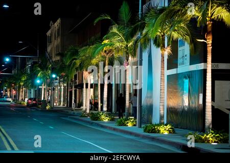 Street di notte, Rodeo Drive, Los Angeles, California, Stati Uniti Foto Stock