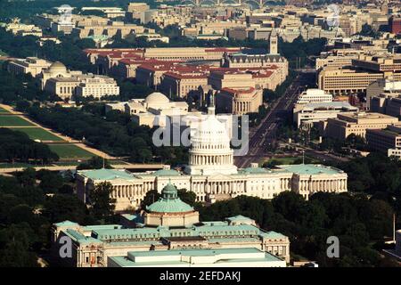 Vista aerea di un edificio, Capitol Building, Library of Congress, Washington DC, USA Foto Stock