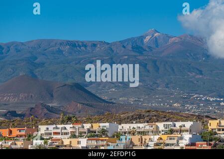 Vista sul vulcano El Teide a Tenerife da la Tejita, Isole Canarie, Spagna Foto Stock