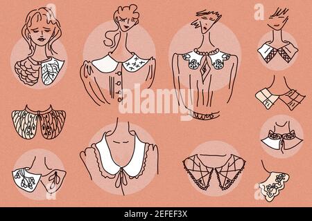 Collo a girello, illustrazione delle tendenze moda donna 2021 Foto Stock