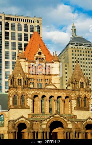 Facciata di una chiesa, Trinity Church, Boston, Massachusetts, USA Foto Stock