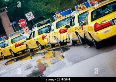 Taxi in attesa di fila, Savannah, Georgia, Stati Uniti Foto Stock