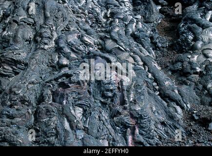 Modelli in lava pahoehoe, Big Island, Hawaii Foto Stock