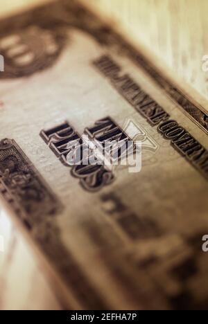 Primo piano della valuta messicana Foto Stock