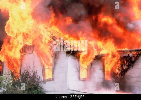 Casa sul fuoco, Montgomery County, Maryland Foto Stock