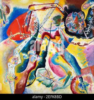 Pittura di Kandinsky. 'Bild mit rotem Fleck' (Pittura con macchia rossa) di Wassily Kandinsky (1866-1944), olio su tela, 1914 Foto Stock