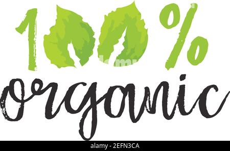 Etichetta cosmetica e di bellezza - 100% biologico. Illustrazione vettoriale in stile acquerello, per grafica e web design Illustrazione Vettoriale