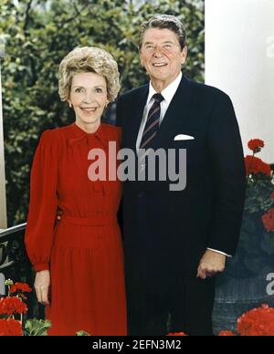 Ritratto ufficiale del presidente Ronald Reagan e Nancy Reagan. Foto Stock