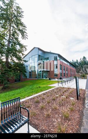 Scene intorno al Quad nel campus della WSU (Washington state University) a Vancouver, Washington. Foto Stock