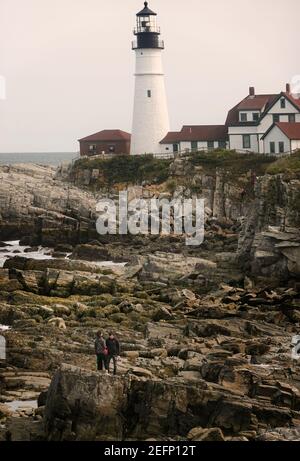 Faro di Cape Elizabeth, Portland, Maine Foto Stock