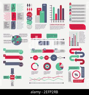 Grande serie di elementi infografici piatti, illustrazione vettoriale Illustrazione Vettoriale