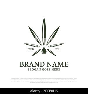 Ispirazione per il design del logo Cannabis Oil, modello di marchio del logo medico canapa Illustrazione Vettoriale