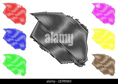 Caldwell County, North Carolina state (Stati Uniti, Stati Uniti d'America, Stati Uniti, Stati Uniti, Stati Uniti) mappa vettoriale, schizzo scrimolo mappa Caldwell Illustrazione Vettoriale