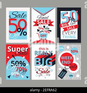 Illustrazione vettoriale di design moderno, serie di banner di vendita e modelli web di pubblicità, per grafica e web design Illustrazione Vettoriale