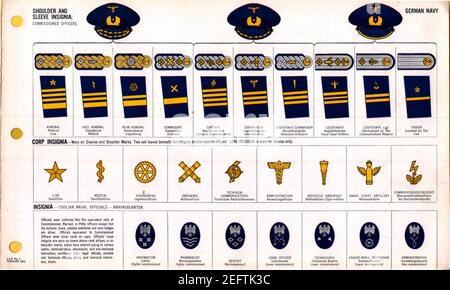 ONE JAN 1 Uniformes and Insignia Page 022 German Navy Kriegsmarine WW2 Insignia a spalla e a manica (strisce di polsino). Ufficiali commissionati ranghi, corpi insignia, funzionari navali civili, ecc febbraio 1943 riconoscimento sul campo. IL documento pubblico DEGLI STATI UNITI N. Foto Stock