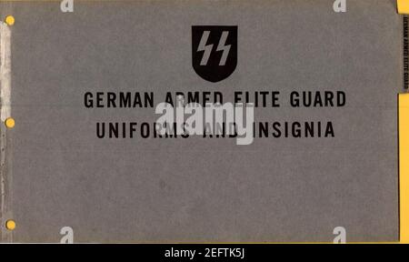 ONI JAN 1 Uniformes and Insignia pagina 040 German Armed Elite Guard Waffen-SS WW2 1943 Manuale di riconoscimento per l'uso sul campo. DOCUMENTO pubblico NON classificato NEGLI STATI UNITI. Pubblicato nel 1944. Foto Stock