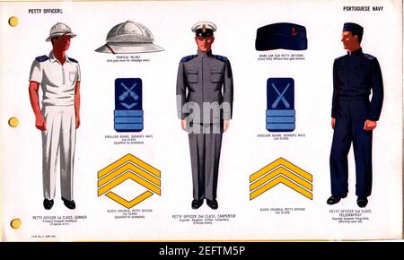 ONI 1 GEN Uniformes e Insignia pagina 110 Marina Portoghese WW2 ufficiali di Petty Giugno 1943 riconoscimento sul campo. US doc. Pubblico Foto Stock