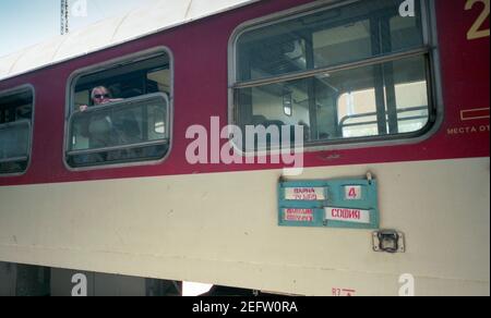 treno per sofia, stazione centrale di Plovdiv 2003 Foto Stock