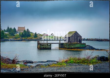 Pesca Shack in porto - temi Foto Stock