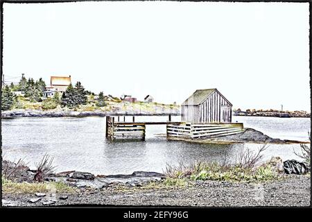 Pesca Shack in porto - temi Foto Stock