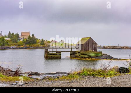 Pesca Shack in porto - temi Foto Stock