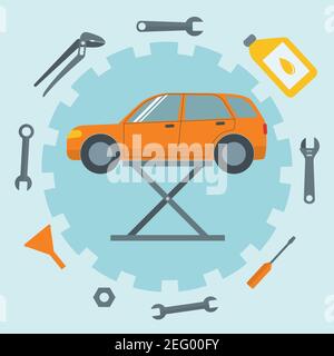 Concetto di servizio di riparazione automatica - icone di riparazione auto Illustrazione Vettoriale