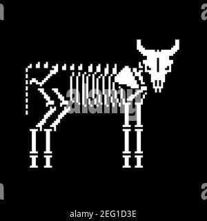 8 bit osso animale di allevamento. Anatomia Bull. Illustrazione vettoriale Illustrazione Vettoriale