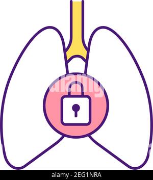 Problemi respiratori icona colore RGB Illustrazione Vettoriale