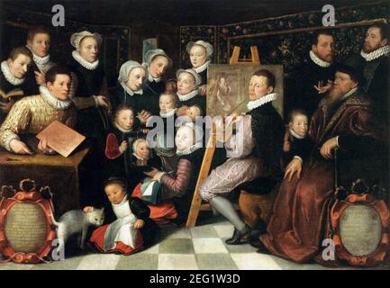 Otto van Veen - la pittura dell'artista, circondata dalla sua famiglia Foto Stock