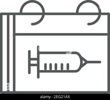 icona della linea della siringa per la pianificazione del calendario del vaccino sfondo bianco illustrazione vettoriale icona linea sfondo bianco Illustrazione Vettoriale