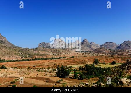 Splendidi paesaggi nella regione del Tigray nel nord dell'Etiopia. Foto Stock