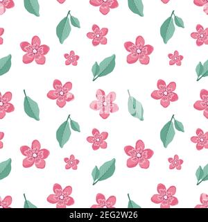 Elegante motivo senza cuciture con fiori e rametti sakura Illustrazione Vettoriale