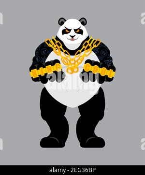 Panda gangster e bandito. Orso fresco. ANDANATURA gangsta. Rapper di tipo animale Illustrazione Vettoriale