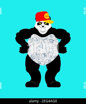 Panda gangster e bandito. Orso fresco. ANDANATURA gangsta. Rapper di tipo animale Illustrazione Vettoriale