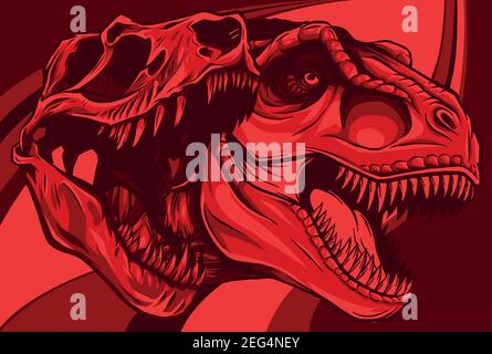 Tyrannosaurus rex con disegno vettoriale fossile cranio Illustrazione Vettoriale