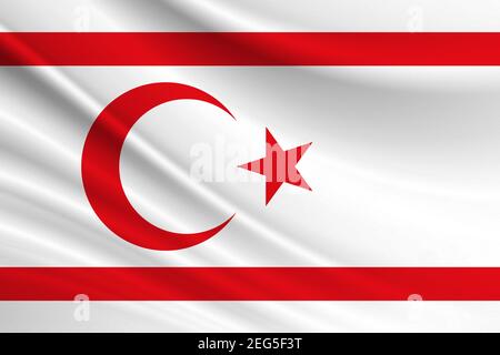 Bandiera della Repubblica turca di Cipro del Nord. Tessuto della bandiera della Repubblica turca di Cipro del Nord. Foto Stock